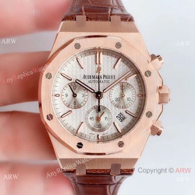  Swiss Royal Oak Audemars Piguet Replica Watch Rose Gold Brown Leather Band 41mm